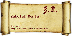 Zabolai Menta névjegykártya